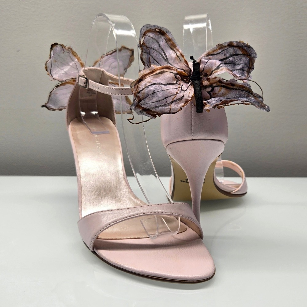 Vintage Colin Stuart Butterfly Heels Women 7.5 Blush Pink Leather Y2K Fairycore